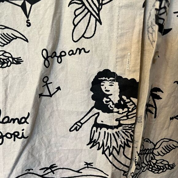 Women’s Traditional Japanese style ink tattoo short sleeve button down. Size S/M - Picture 3 of 10